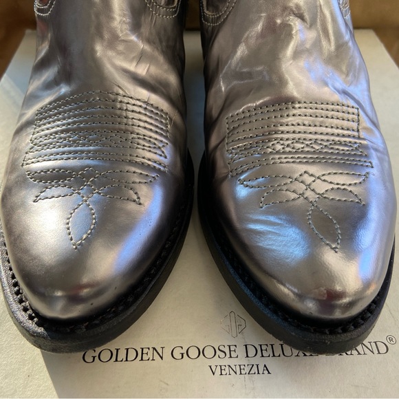 Golden Goose Crosby Collection Sz 35 Silver Ankle Cowboy Boots - Picture 4 of 10